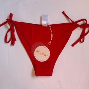NWT Wild Honey Red Tie-Side Bikini Sexy Bottom